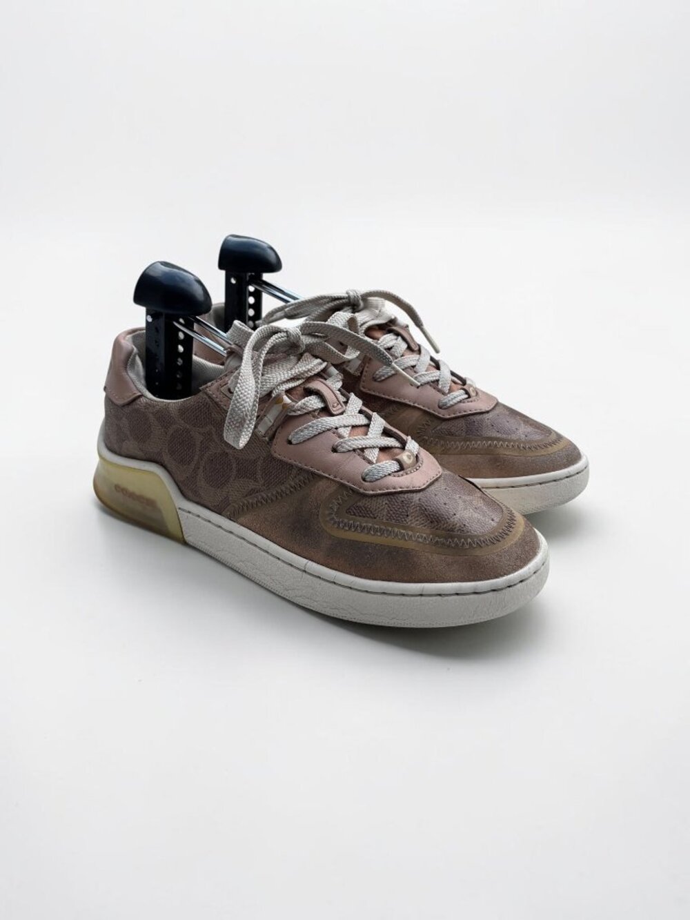 Coach Womens Signature Print Sneakers Brown Pink Low-Top Lace-Up Shoes Size 7.5 - Picture 3 of 6